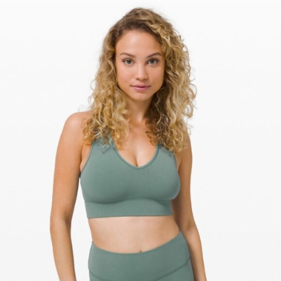 Lululemon Reveal Sports Bra Racerback Green Digital Rain Yoga Workout Size 10 - Picture 1 of 12